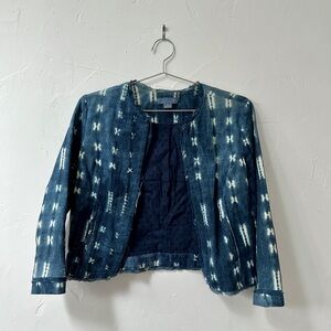 ANTHROPOLOGIE Lil Shibori Tie Dye Denim Jacket Size M